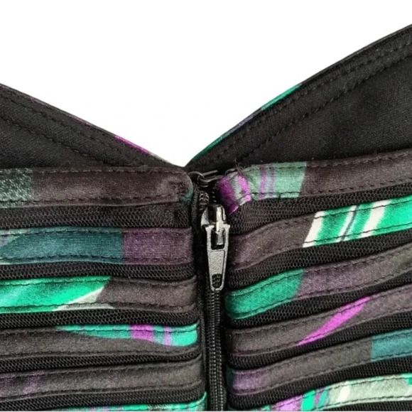 CACHE | Multicolor Sweetheart Spaghetti Strap Mesh Overlay Mini Dress Size 2 - Picture 10 of 12